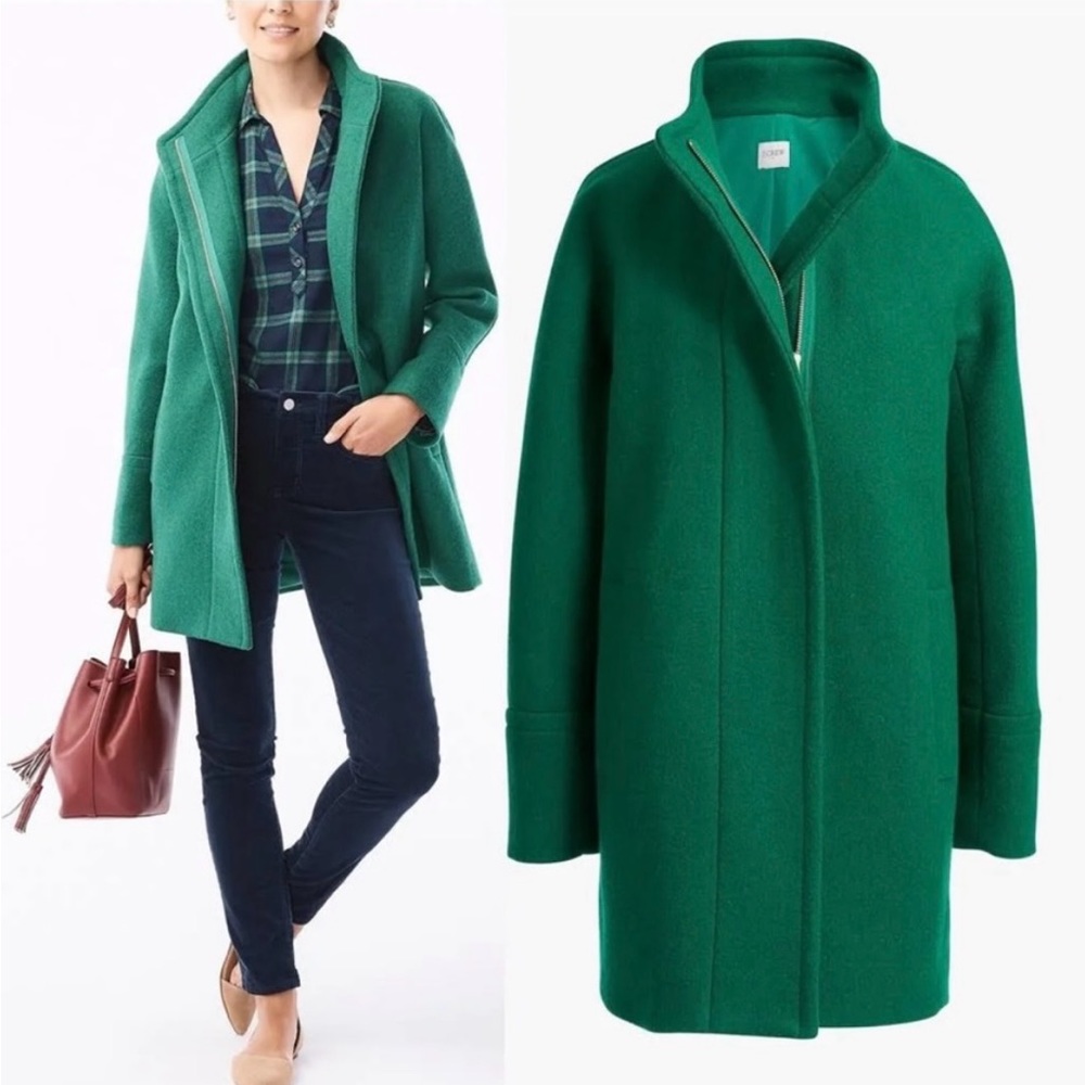 J Crew New City Wool Coat in Green Alpine Meadow, Size 4